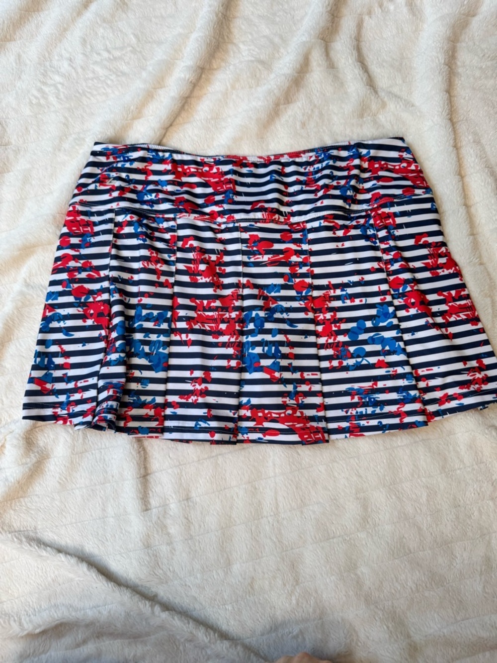 Bolle Athletic Skort Skirt L Red White Blue Striped Built In Shorts Swim Tennis - Picture 4 of 14